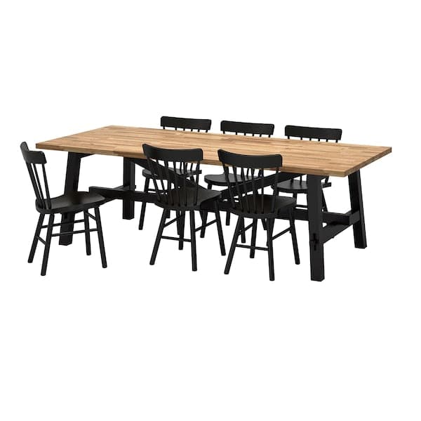 SKOGSTA / NORRARYD - Table and 6 chairs, acacia/black, 235x100 cm - best price from Maltashopper.com 19246144