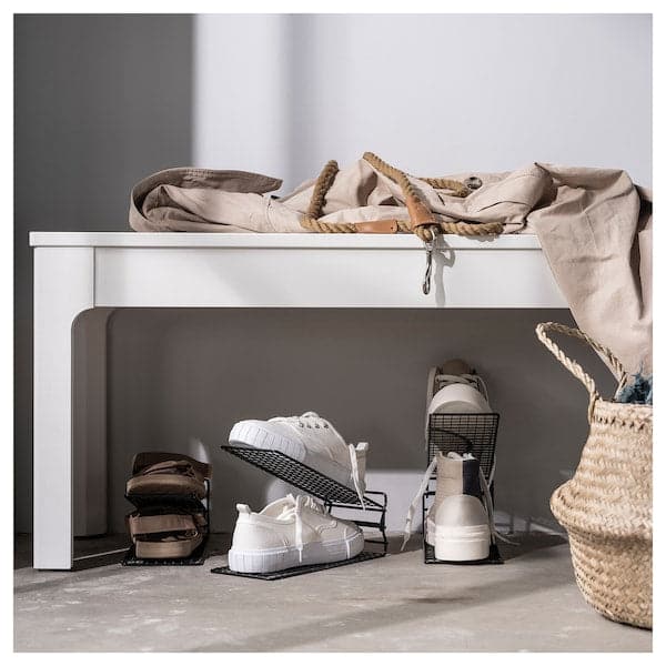 HEMMAFIXARE scatola per scarpe, tessuto a righe/bianco/grigio, 23x34x19 cm  - IKEA Italia