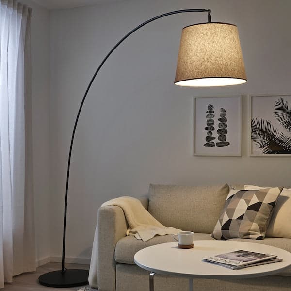 VINGMAST / SKAFTET Floor lamp, arched, beige/black - IKEA