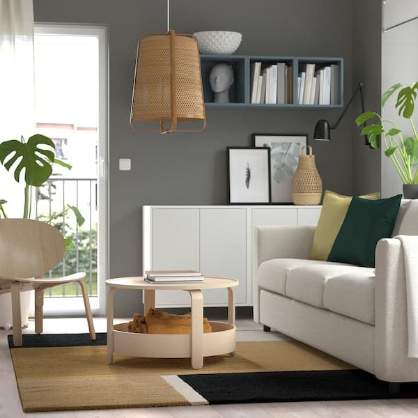 Ikea SKRIFTSPRÅK - Rug, low pile, yellow-brown/dark blue, 200x300 cm
