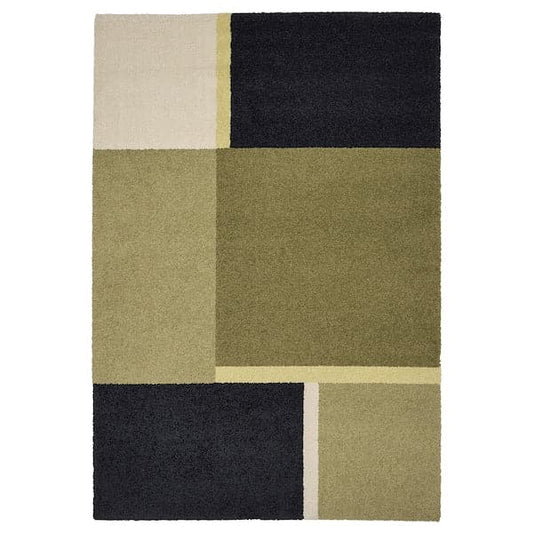 Ikea SKRIFTSPRÅK - Carpet, short pile, beige-green/dark blue, 133x195 cm