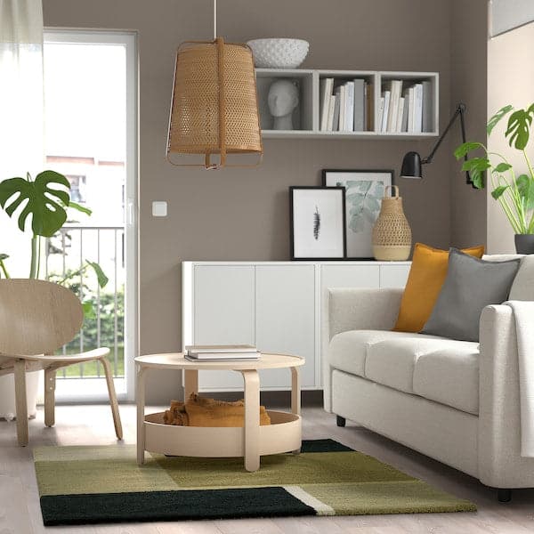 Ikea SKRIFTSPRÅK - Carpet, short pile, beige-green/dark blue, 133x195 cm