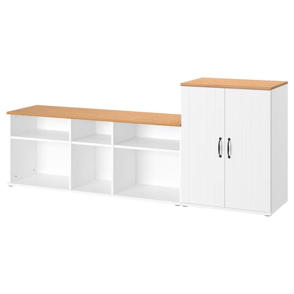 SKRUVBY - TV storage combination, white, 226x38x90 cm