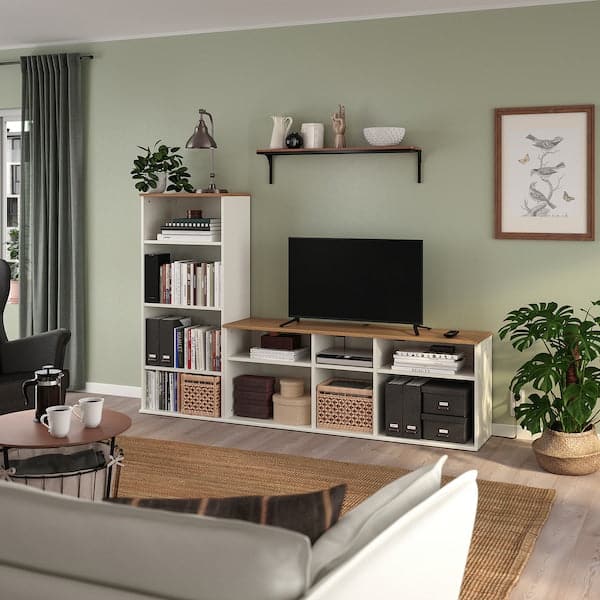 Ikea SKRUVBY - TV storage combination, white, 216x38x140 cm