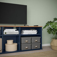 SKRUVBY - TV storage combination, black-blue, 226x38x90 cm - best price from Maltashopper.com 79494602
