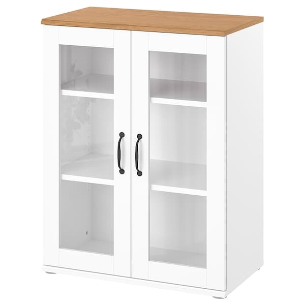 SKRUVBY - Cabinet with glass doors, white, 70x90 cm - best price from Maltashopper.com 20508842