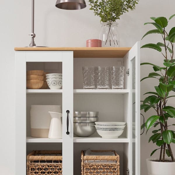 Ikea SKRUVBY - Cabinet with glass doors, white, 70x90 cm