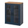 SKRUVBY cabinet with glass doors, black-blue, 70x90x37.5 cm