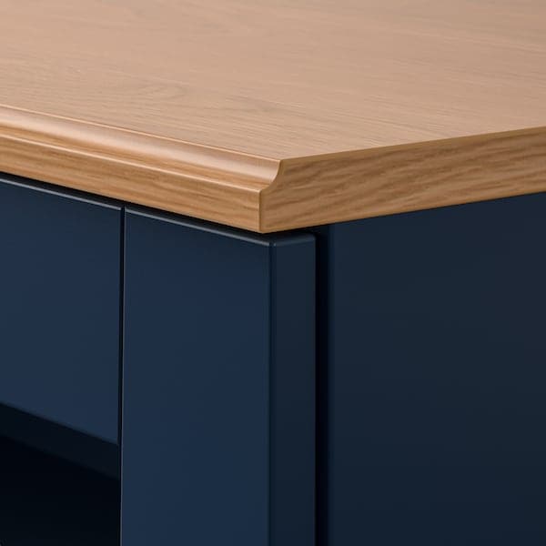 Ikea SKRUVBY - Cabinet with glass doors, black-blue, 70x90 cm