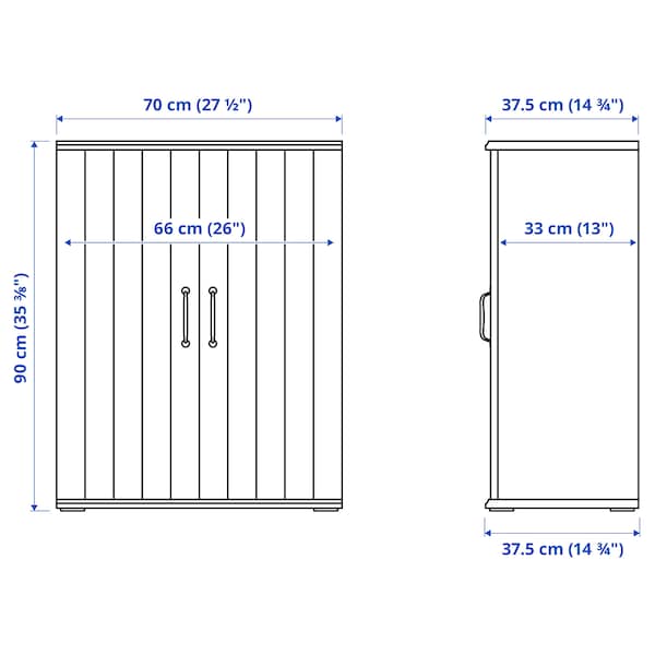 Ikea SKRUVBY - Cabinet with doors, black-blue, 70x90 cm