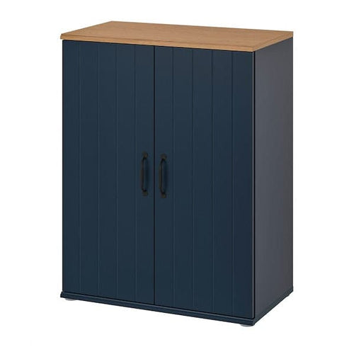 SKRUVBY - Cabinet with doors, black-blue, 70x90 cm