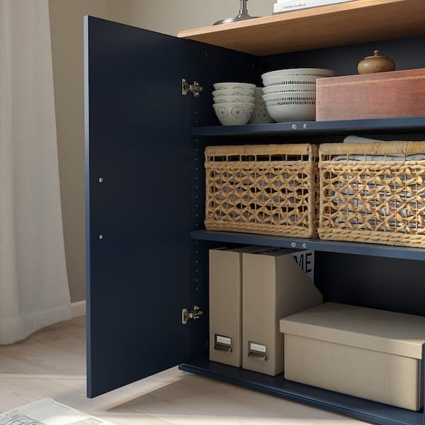 Ikea SKRUVBY - Cabinet with doors, black-blue, 70x90 cm