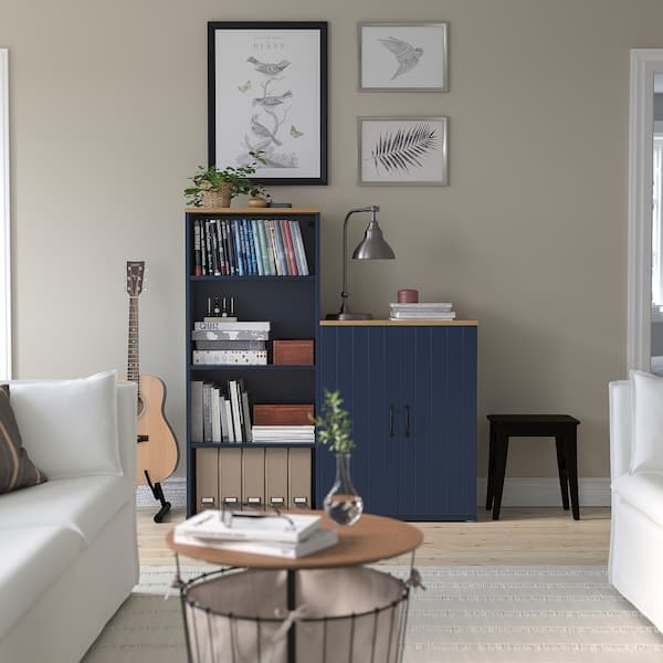 SKRUVBY - Cabinet with doors, black-blue, 70x90 cm - best price from Maltashopper.com 30520358