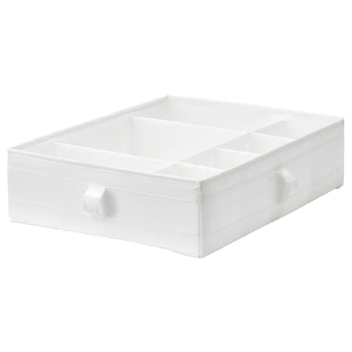 SKUBB - Box with compartments, white, 44x34x11 cm
