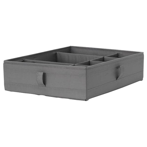 SKUBB - Box with compartments, dark grey, 44x34x11 cm