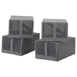 SKUBB shoe box, dark grey, 22x34x16 cm, 4 pack