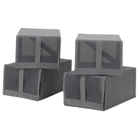 SKUBB shoe box, dark grey, 22x34x16 cm, 4 pack