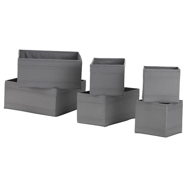 Ikea SKUBB - Box, set of 6, dark grey
