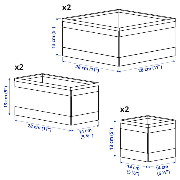 Ikea SKUBB - Box, set of 6, dark grey
