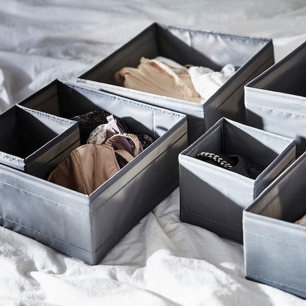 Ikea SKUBB - Box, set of 6, dark grey