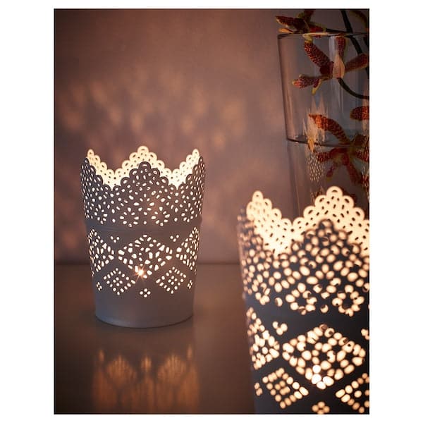 Ikea SKURAR - Candle holder, white, 11 cm