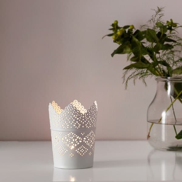 Ikea SKURAR - Candle holder, white, 11 cm