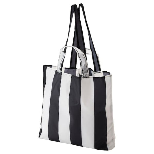 Ikea SKYNKE - Carrier bag, striped/black white, 45x36 cm