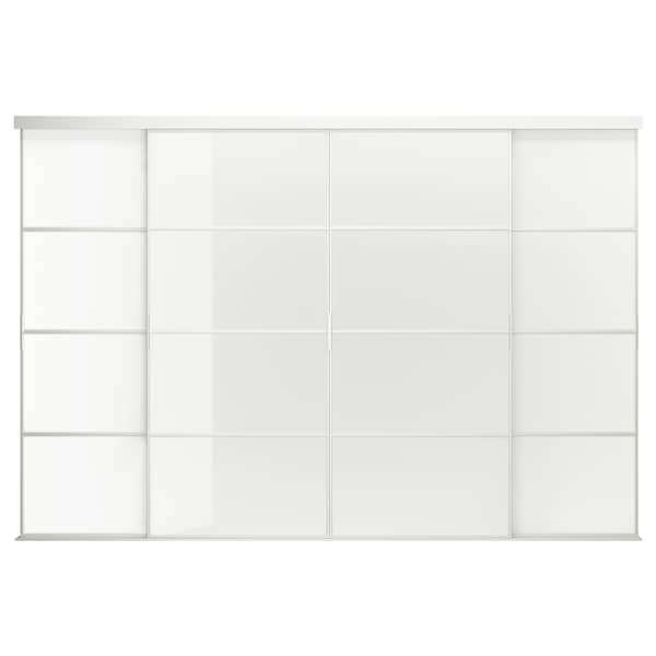 SKYTTA / FÄRVIK - Sliding door combination, white/white glass, 351x240 cm - best price from Maltashopper.com 69477919