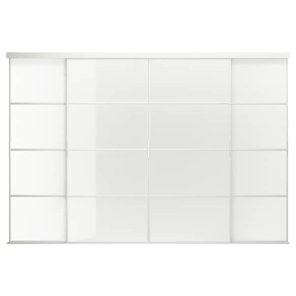 Ikea SKYTTA / FÄRVIK - Sliding door combination, white/white glass, 351x240 cm