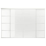 SKYTTA / FÄRVIK sliding door combination, white/white glass, 351x240 cm