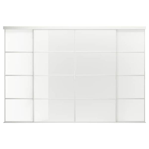 SKYTTA / FÄRVIK - Sliding door combination, white/white glass, 351x240 cm