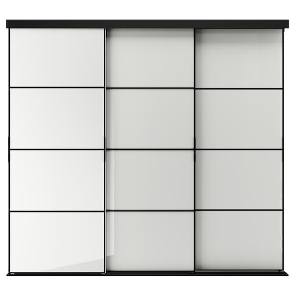 SKYTTA / HOKKSUND - Sliding door combination, black/high-gloss light grey, 226x205 cm - best price from Maltashopper.com 69422743