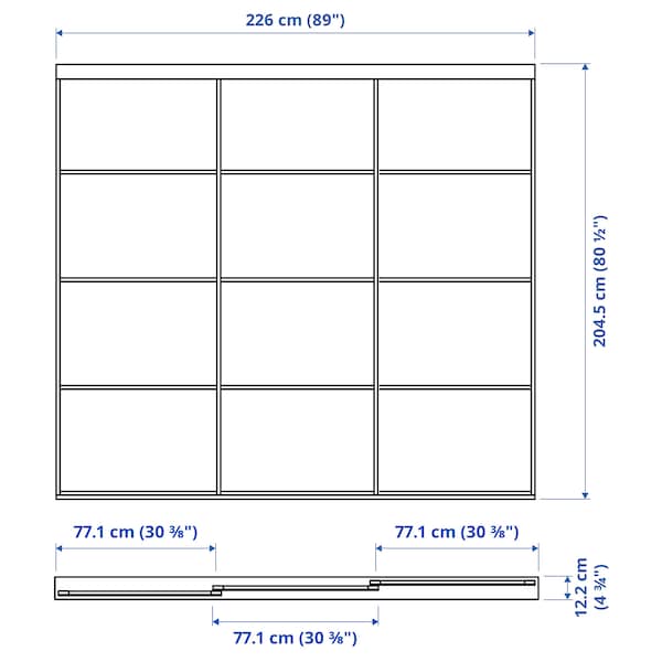 SKYTTA / HOKKSUND - Sliding door combination, black/high-gloss light grey, 226x205 cm - best price from Maltashopper.com 69422743