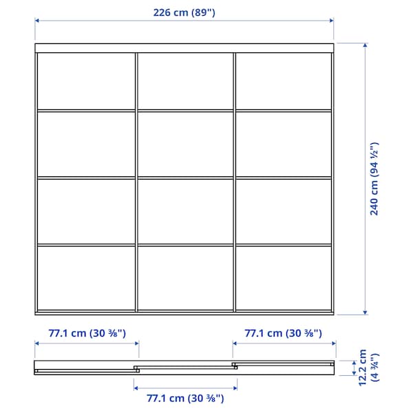 SKYTTA / HOKKSUND - Sliding door combination, black/high-gloss light grey, 226x240 cm - best price from Maltashopper.com 19424042