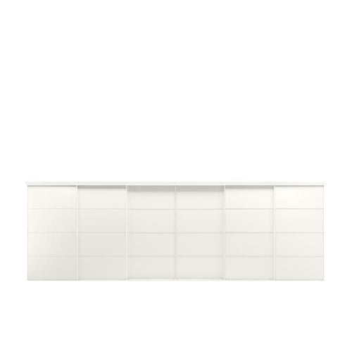 SKYTTA / MEHAMN - Sliding door combination, white/double sided white, 603x205 cm