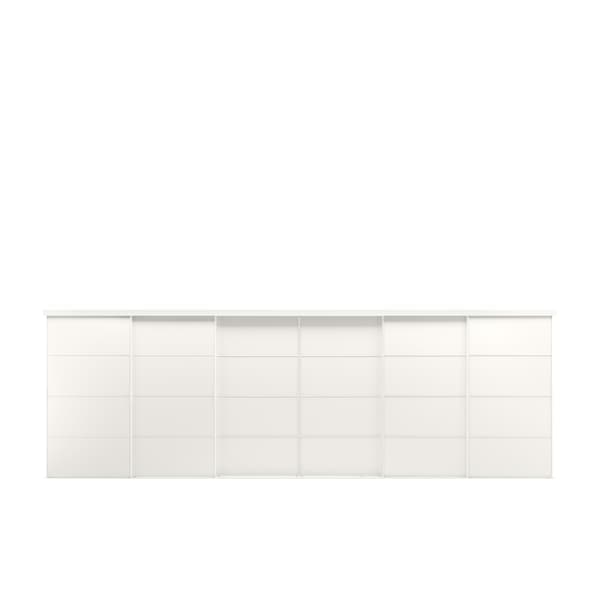 SKYTTA / MEHAMN sliding door combination, white/double sided white, 603x205 cm