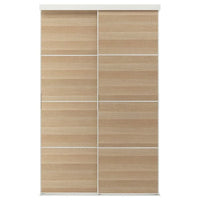 SKYTTA / MEHAMN - Sliding door combination, white/double sided white stained oak effect, 152x240 cm - best price from Maltashopper.com 89424048