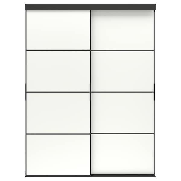 Ikea SKYTTA / MEHAMN - Sliding door combination, black/double sided white, 152x205 cm