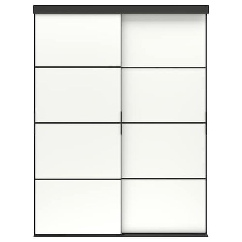 SKYTTA / MEHAMN - Sliding door combination, black/double sided white, 152x205 cm