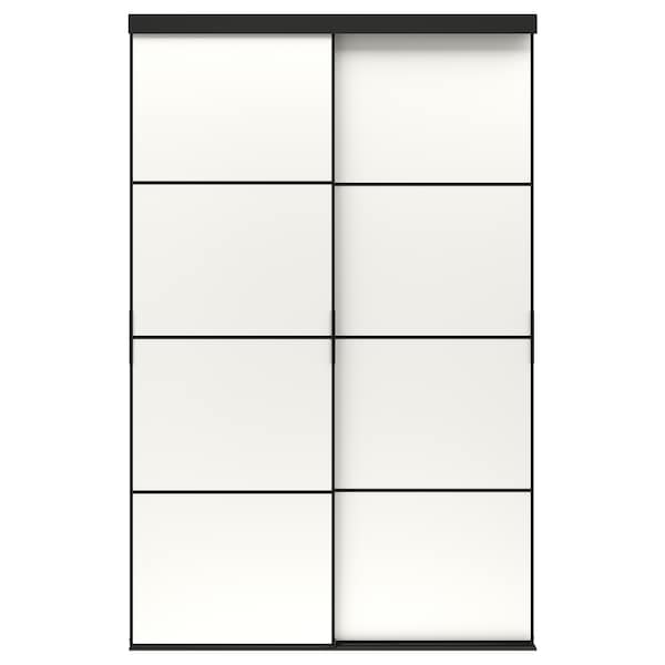 Ikea SKYTTA / MEHAMN - Sliding door combination, black/double sided white, 152x240 cm