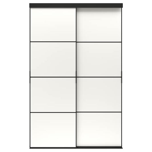 Ikea SKYTTA / MEHAMN - Sliding door combination, black/double sided white, 152x240 cm