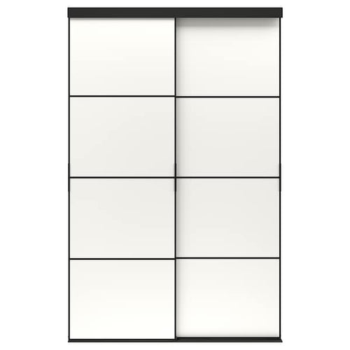 SKYTTA / MEHAMN - Sliding door combination, black/double sided white, 152x240 cm