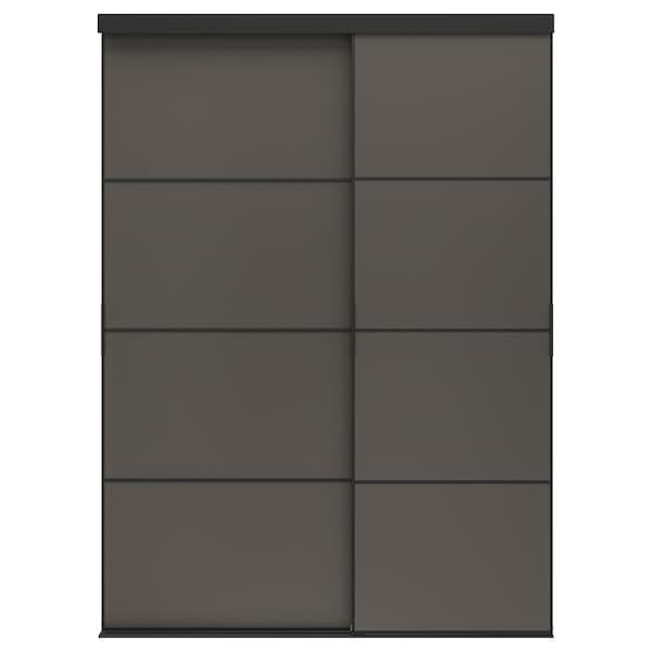 SKYTTA / MEHAMN - Sliding door combination, black/double sided dark grey, 177x240 cm - best price from Maltashopper.com 29499584