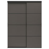 SKYTTA / MEHAMN sliding door combination, black/double sided dark grey, 177x240 cm