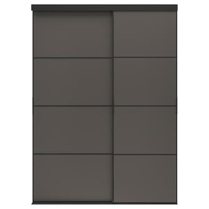 Ikea SKYTTA / MEHAMN - Sliding door combination, black/double sided dark grey, 177x240 cm