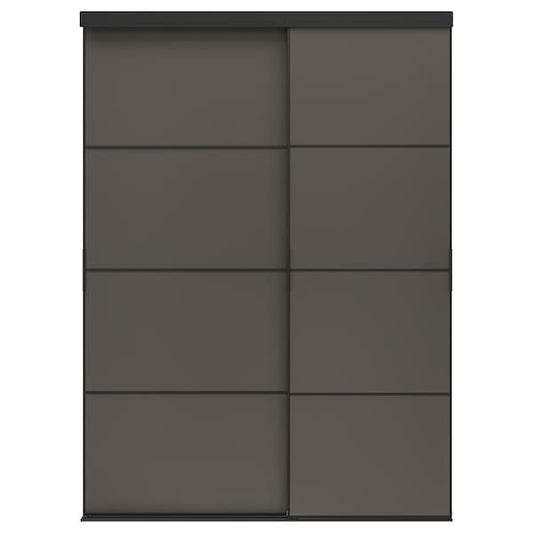 Ikea SKYTTA / MEHAMN - Sliding door combination, black/double sided dark grey, 177x240 cm