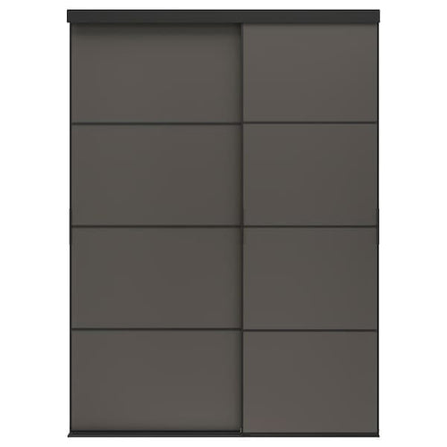 SKYTTA / MEHAMN - Sliding door combination, black/double sided dark grey, 177x240 cm