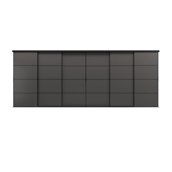 Ikea SKYTTA / MEHAMN - Sliding door combination, black/double sided dark grey, 603x240 cm
