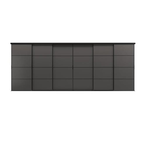 SKYTTA / MEHAMN - Sliding door combination, black/double sided dark grey, 603x240 cm