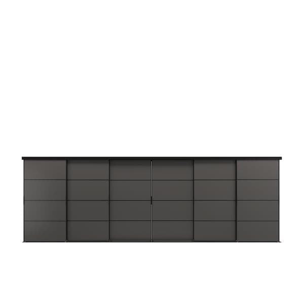 SKYTTA / MEHAMN - Sliding door combination, black/double sided dark grey, 603x205 cm - best price from Maltashopper.com 09500282